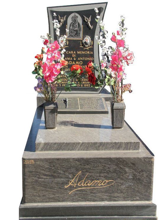 Full Monument Cemetery Memorial Platinum Blue and Royal Black Indian Granite Adamo Box Hill