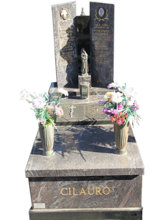 Gravestone and Monument Headstone in Paradiso Indian Granite for Cilauro in Box Hill Cemetery Grave Monuments