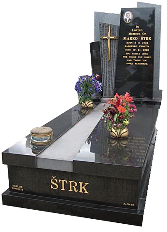 Springvale B G Black Indian Granite Full Monument Strk Cemetery Memorial