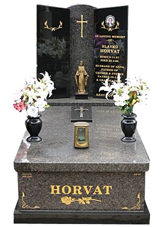 Springvale New Mahogany and B G Black Full Monument Horvat Cemetery Memorial