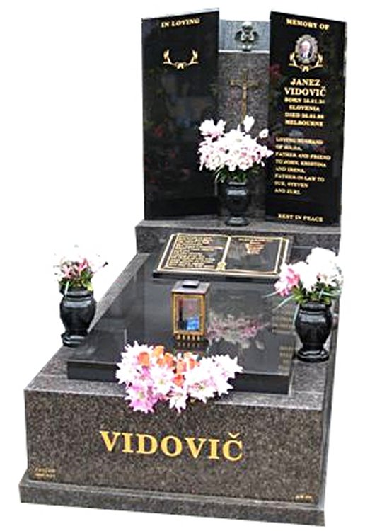 Springvale New Mahogany and B G Black Full Monument Vidovic Cemetery Memorial