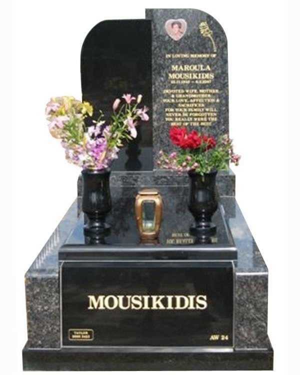 Springvale Sapphire Blue and Royal Black Full Monument Mousikidis Cemetery Memorial