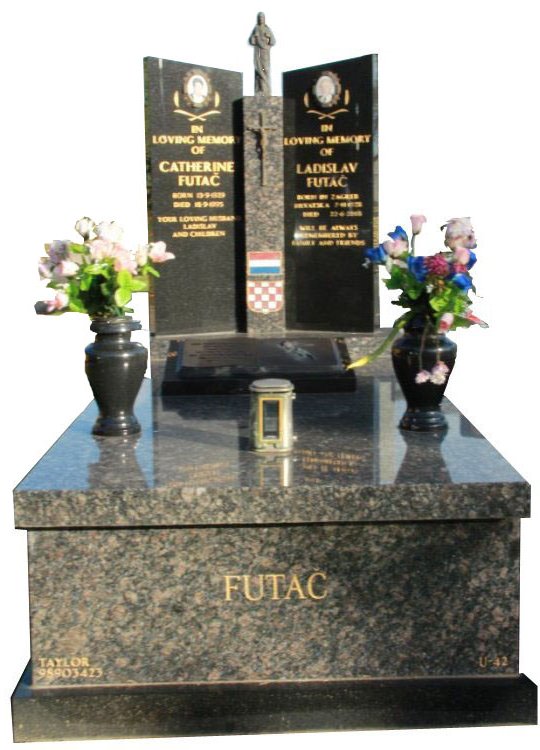 Springvale Sapphire Brown and Royal Black Full Monument Futac Cemetery Memorial