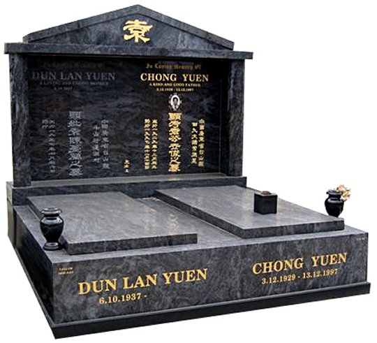 Springvale Silk Blue Indian Granite Double Monument Yuen Cemetery Memorial