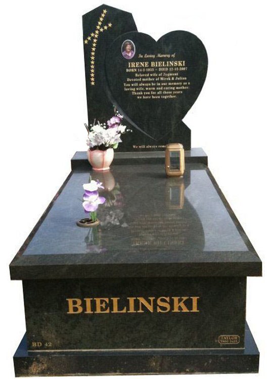 Bielinski Tropical Green Indian Granite Cemetery Memorial