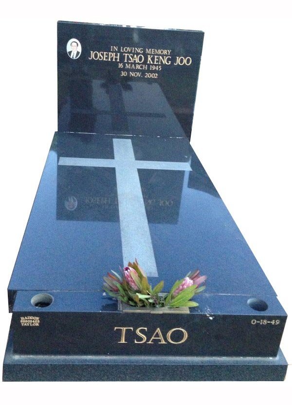 Cemetery Memorial in Regal Black (Dark) Indian Granite for Tsao at Springvale Botanical Cemetery.