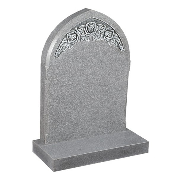 Floral Accent Granite Lawn Headstone HT22 in Cera Grey Indian Granite