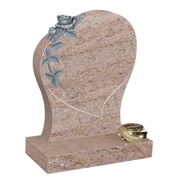 Floral Accent Granite Lawn Headstone HT28 in Juparana Indian Granite