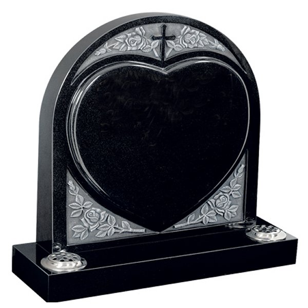 Floral Accent Granite Lawn Cemetery Headstone HT32 in B G Black Indian Granite