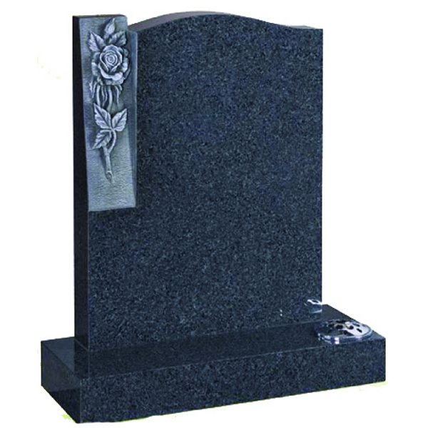 Floral Accent Granite Lawn Cemetery Headstone HT51 in Regal Black (Dark) Indian Granite