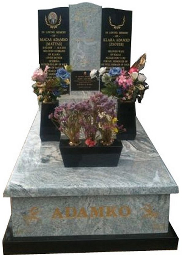 Granite Monument in Viscon White and Royal Black Indian Granite for Adanko at Springvale Botanical Cemetery