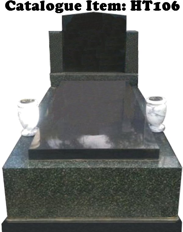 Gravestone Catalogue Item HT106 Monument Headstone in Midnight Star Black and Royal Black Indian Granite