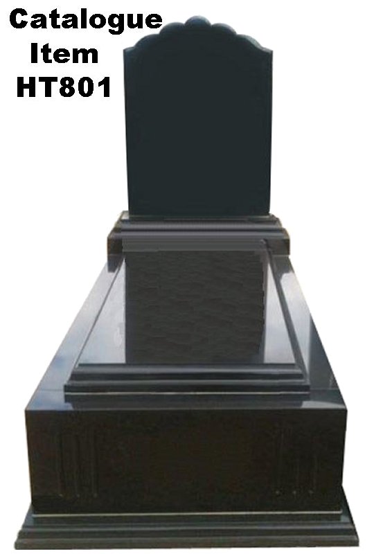 Gravestone Catalogue Item HT801 Monument Headstone in Royal Black Indian Granite