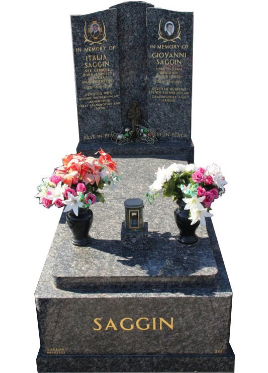 Tombstone, built in Sapphire Brown Indian granite for Saggin in the Box Hill graveyard.